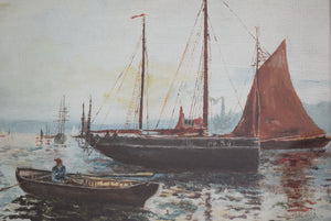 oil painting fishing boats