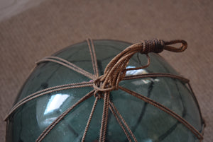 Vintage Japanese Glass Fishing Float With Netting