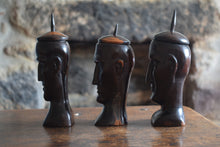 Load image into Gallery viewer, antique hand carved hardwood lidded heads