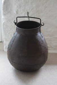 Antique Riveted Steel Cauldron