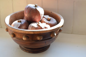antique fruit bowl with faux apples 