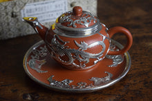 Load image into Gallery viewer, Yixing Clay Silver Metal Over-lay Cased Tea Set