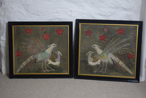 Silkwork Embroidery Birds Framed