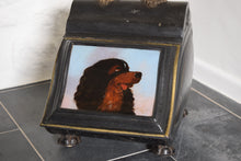 Load image into Gallery viewer, coal box with dog painting