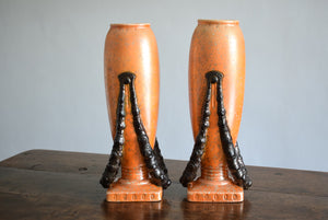 pair of large orange vases