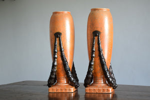 pair of large orange vases
