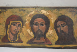  Oil on Panel Byzantine Style Russian Orthodox Deesis
