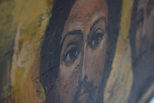  Oil on Panel Byzantine Style Russian Orthodox Deesis