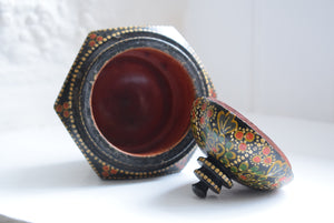 Antique Hand Painted Kashmiri Lidded Pot