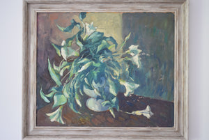 oil painting of lilies