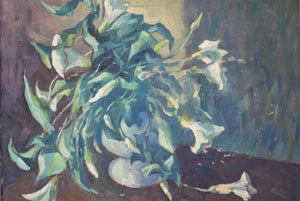 oil painting of lilies