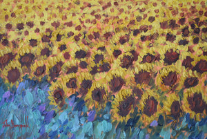 Sunflowers at Bergerac Oil on Canvas - John Bampfield