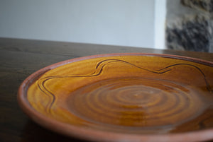 brown pottery plate