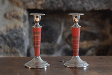 Load image into Gallery viewer, Tartan and Chrome Candlesticks