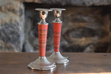 Load image into Gallery viewer, Tartan and Chrome Candlesticks