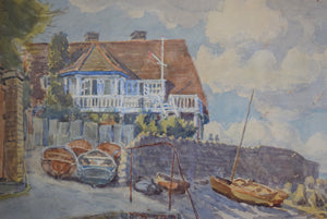 Mid Century Watercolour Harbour Scene