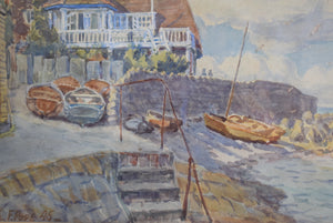 Mid Century Watercolour Harbour Scene