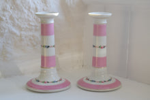 Load image into Gallery viewer,  Pink and White Porcelain Candlesticks