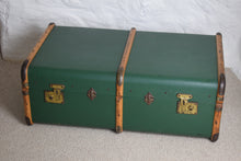 Load image into Gallery viewer, Green Vintage Steamer trunk
