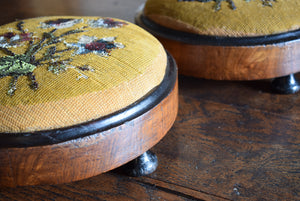Victorian Walnut and Beadwork Footstools 