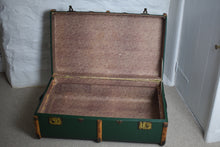 Load image into Gallery viewer, Green Vintage Steamer trunk