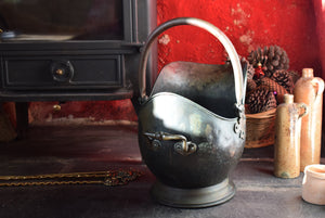 Antique Copper Coal Helmet Scuttle