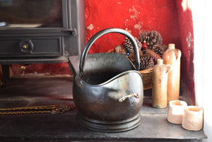 Antique Copper Coal Helmet Scuttle 