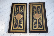 Load image into Gallery viewer, Antique Pair of Black and Gilt Painted Door Panels 