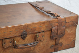 Large Tan Leather Suitcase
