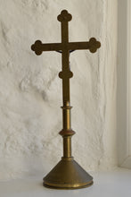 Load image into Gallery viewer, Antique Brass Altar Cross Crucifix 