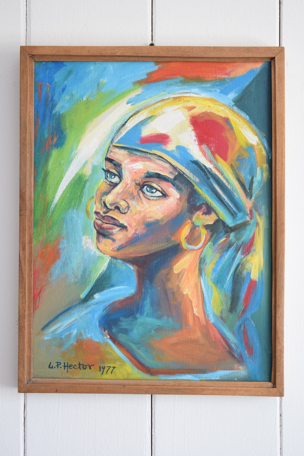 Vintage Haitian Oil Painting Portrait