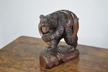 Load image into Gallery viewer, carved wooden bear with salmon