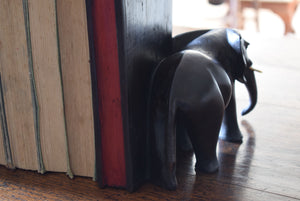 Antique Pair of Ebony Elephant Bookends 