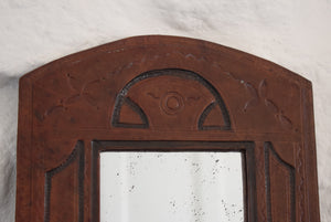 Vintage Hand Tooled Leather Mirror