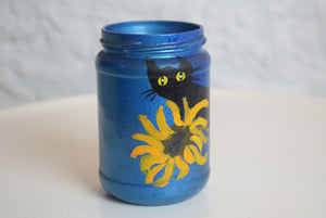 Hand Painted Jar Black Cat
