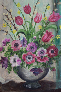 Oil on Canvas Still Life of Flowers by Dorothy Mabel Garrett