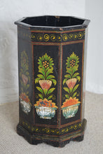Load image into Gallery viewer, Floral Painted Wooden Waste Paper Bin 