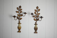 Load image into Gallery viewer, Gilt Metal Candle Sconces 