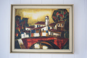 Leopold Reiser-Vaney "The Red Bridge" Oil on Canvas
