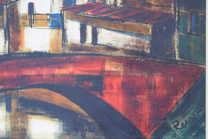 Leopold Reiser-Vaney "The Red Bridge" Oil on Canvas