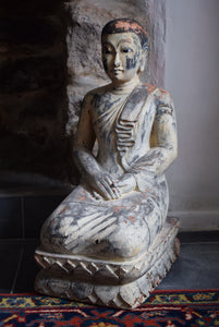 Antique Burmese Carved Kneeling Monks