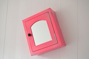 Pink Sparkle Metal Bathroom Cupboard with Mirror