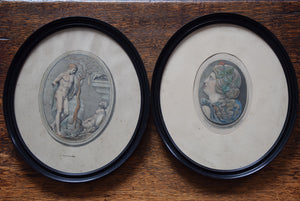 Pair of Antique Italian Classical Engravings in Ebonised Frames