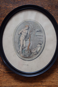 Pair of Antique Italian Classical Engravings in Ebonised Frames