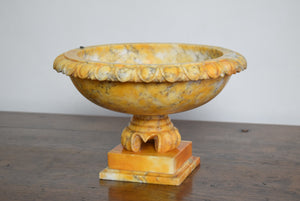 Antique Carved Alabaster Table Centrepiece Fruit Bowl