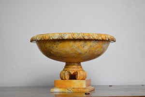 Antique Carved Alabaster Table Centrepiece Fruit Bowl