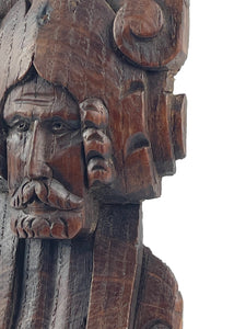 Antique Pair of Flemish Carved Oak Bearded Men