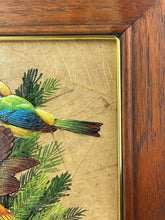 Load image into Gallery viewer, Early 20th Century Painting of Birds on a Leaf Background