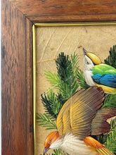 Load image into Gallery viewer, Early 20th Century Painting of Birds on a Leaf Background