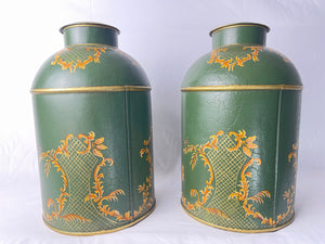 two green tea canisters